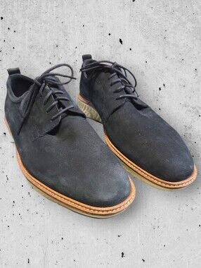 ECCO Men's St.1 Hybrid Plain Toe Suede Derby Shoes Black Size 11 US Work Formal